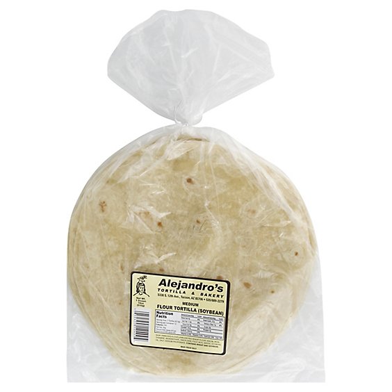 Alejandros Tortilla Flour Soybean Medium Pack 12 Count - 18 Oz