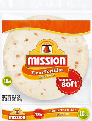Mission Tortillas Flour Soft Taco Super Soft 10 Count - 17.5 Oz