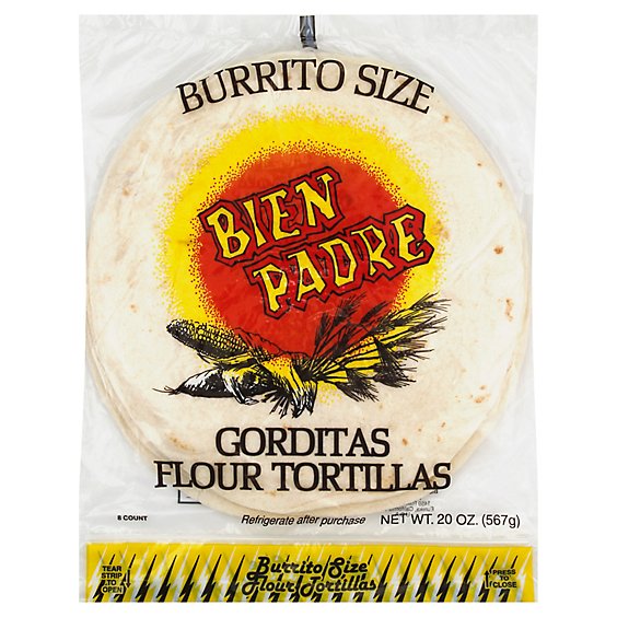 Bien Padre Tortillas Flour Burrito Size Pack 8 Count - 20 Oz