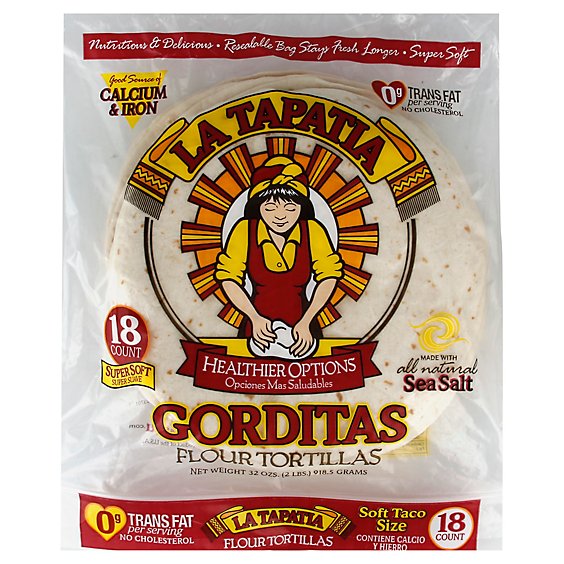La Tapatia Tortillas Flour Gorditas Soft Taco Size 18 Count - 32 Oz