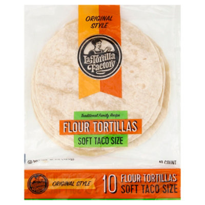 La Tortilla Factory Tortillas Flour Soft Taco Size Bag 10 Count - 15 Oz