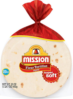 Mission Tortillas Flour Fajita Super Soft Bag 20 Count - 23 Oz