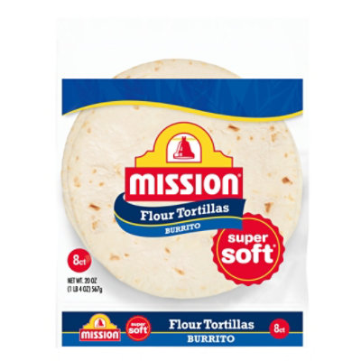 Mission Tortillas Flour Burrito Large Super Soft 8 Count - 20 Oz - Image 1