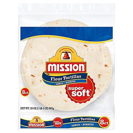 Mission Tortillas Flour Burrito Large Super Soft 8 Count - 20 Oz - Image 1