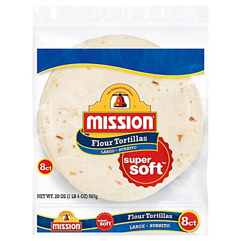 Mission Tortillas Flour Burrito Large Super Soft 8 Count - 20 Oz