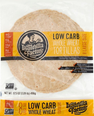 La Tortilla Factory Tortillas Whole Wheat Low Carb Large 8 Count - 17.5 Oz - Image 2