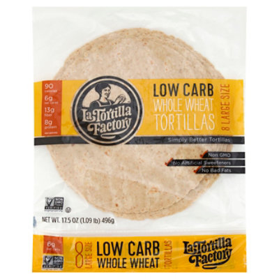 La Tortilla Factory Tortillas Whole Wheat Low Carb Large 8 Count - 17.5 Oz - Image 1