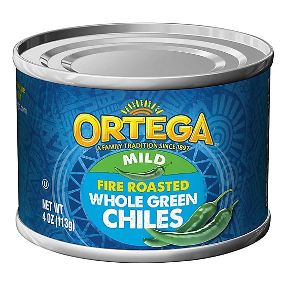 Ortega Green Chiles Whole Fire Roasted Mild Can - 4 Oz