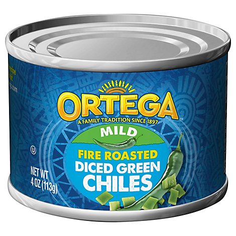 Ortega Green Chiles Diced Fire Roasted Mild Can - 4 Oz