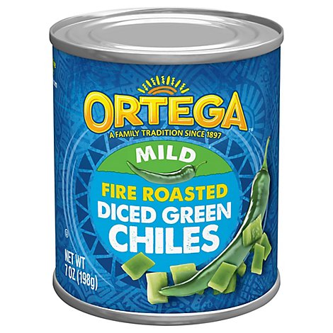Ortega Green Chiles Diced Fire Roasted Mild Can - 7 Oz