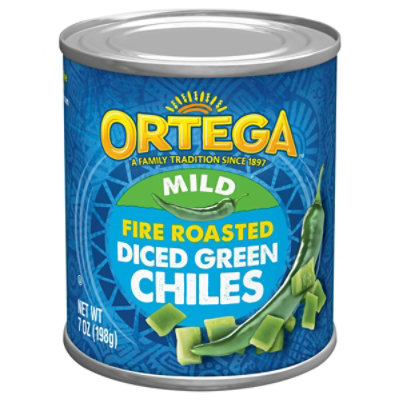 Ortega Green Chiles Diced Fire Roasted Mild Can - 7 Oz