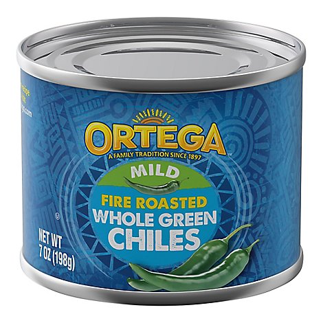 Ortega Green Chiles Whole Fire Roasted Mild Can - 7 Oz