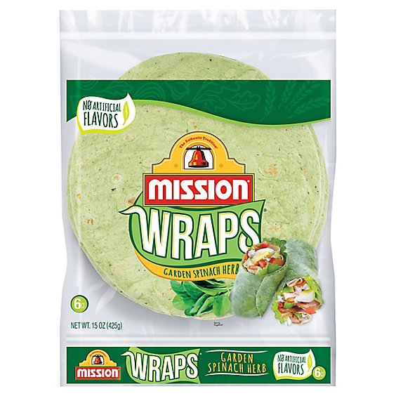 Mission Wraps Garden Spinach Herb Bag 6 Count - 15 Oz