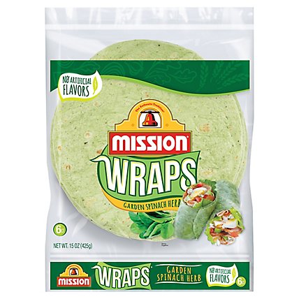 Mission Wraps Garden Spinach Herb Bag 6 Count - 15 Oz - Image 1