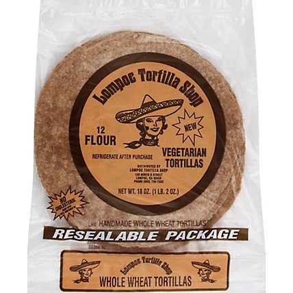Lompoc Tortilla Shop Tortillas Flour Vegetarian Whole Wheat Resealable Pack 12 Count - 18 Oz - Image 2