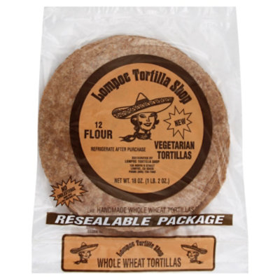 Lompoc Tortilla Shop Tortillas Flour Vegetarian Whole Wheat Resealable