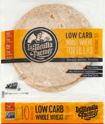 La Tortilla Factory Tortillas Whole Wheat Low Carb Original Bag 10 Count - 13 Oz - Image 2