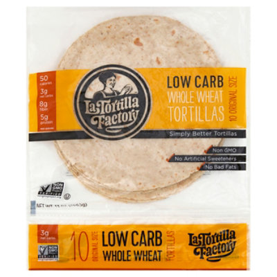 La Tortilla Factory Tortillas Whole Wheat Low Carb Original Bag 10 Count - 13 Oz - Image 1