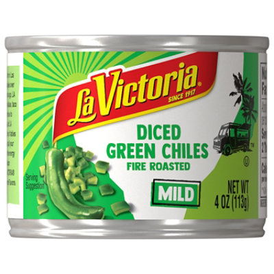 La Victoria Green Chiles Diced Fire Roasted Mild Can - 4 Oz - Image 1