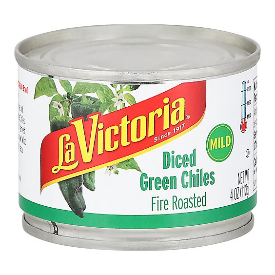 La Victoria Green Chiles Diced Fire Roasted Mild Can - 4 Oz