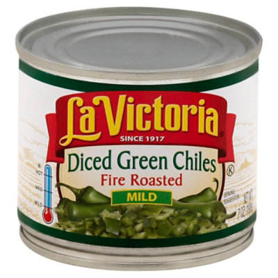 La Victoria Green Chiles Diced Fire Roasted Mild Can - 7 Oz - Image 1