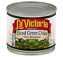 La Victoria Green Chiles Diced Fire Roasted Mild Can - 7 Oz