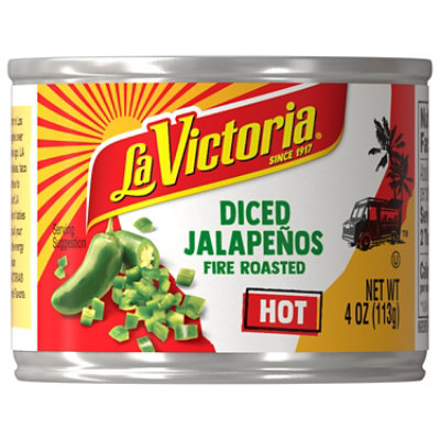 La Victoria Jalapenos Diced Fire Roasted Hot Can - 4 Oz