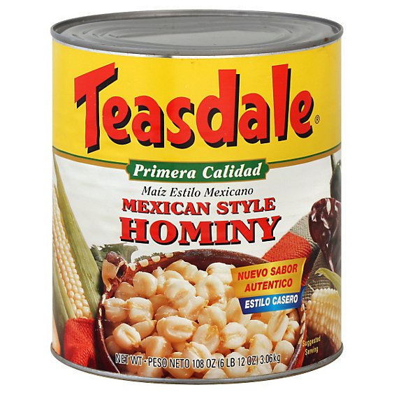 Teasdale Hominy Mexican Style Can - 108 Oz