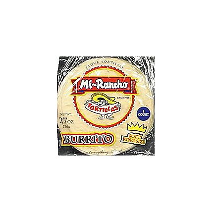 Mi Rancho Tortilla Flour Burrito Soft King Size Bag 8 Count - 27 Oz - Image 1