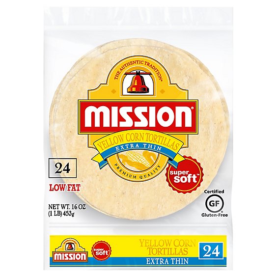 Mission Tortillas Corn Yellow Super Soft Extra Thin 24 Count - 16 Oz