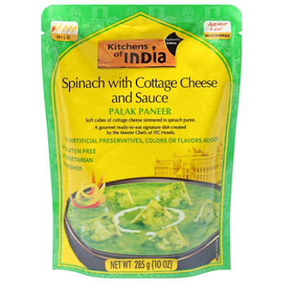 Kitchens Of India Spinach And Cottage Cheese Entree - 10 Oz