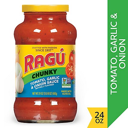 RAGU Chunky Pasta Sauce Tomato Garlic & Onion Jar - 24 Oz - Image 1