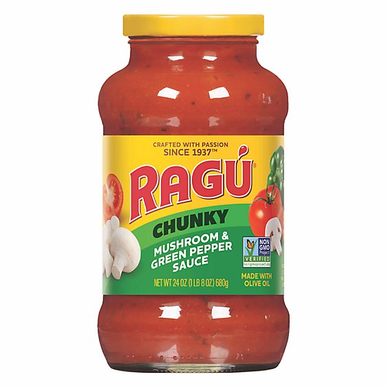 RAGU Pasta Sauce Mushroom & Green Pepper Jar - 24 Oz