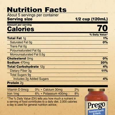 Prego Roasted Garlic & Herb Pasta Sauce - 24 Oz