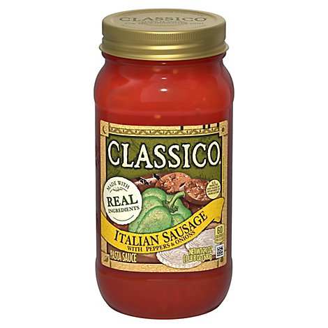 Classico Pasta Sauce Italian Sausage With Peppers & Onions Jar - 24 Oz