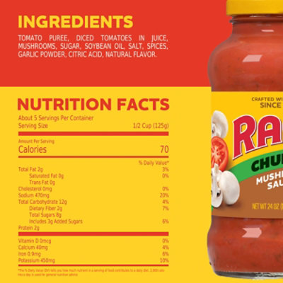 RAGU Pasta Sauce Super Chunky Mushroom Jar - 24 Oz - Image 4