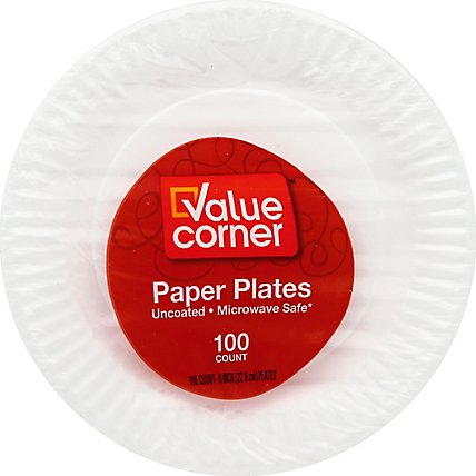 Pantry Essentials Paper Plates Microwave Safe 9 Inch Wrapper - 100 Count - Image 2