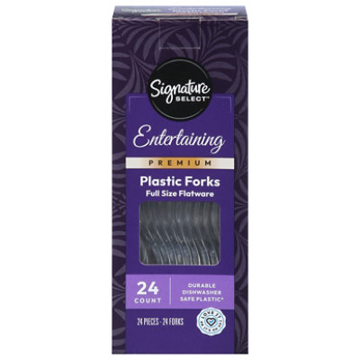 Signature SELECT Flatware Party Forks Plastic Full Size Box - 24 Count - Image 3