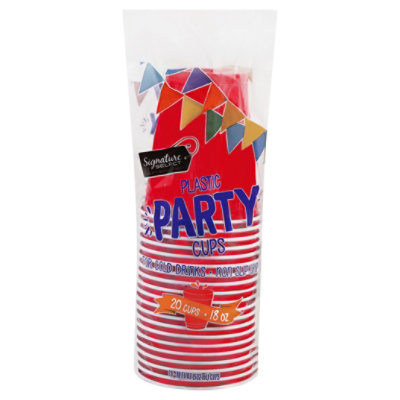 Signature SELECT Cups Plastic Party Red 18 Ounces - 20 Count