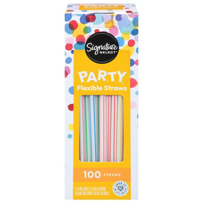 Signature SELECT 7 3/4 Inch Flexible Party Straws Long Box - 100 Count - Image 3
