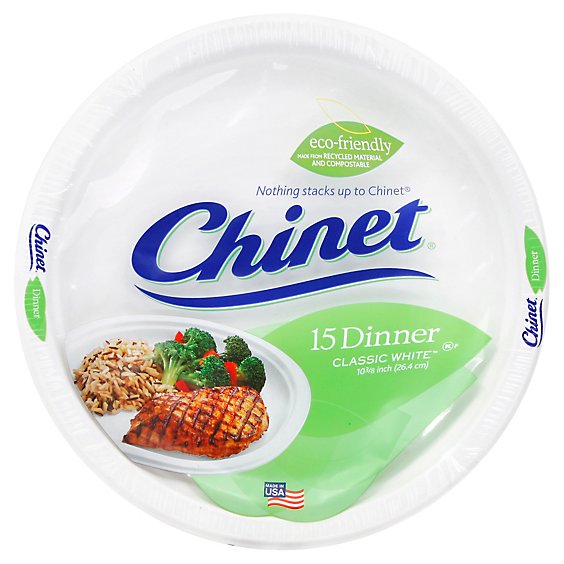 Chinet Dinner Plates 10 3/8 Inch Wrapper - 15 Count