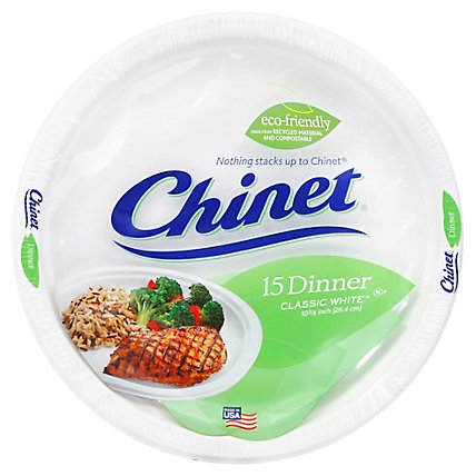 Chinet Dinner Plates 10 3/8 Inch Wrapper - 15 Count - Image 1