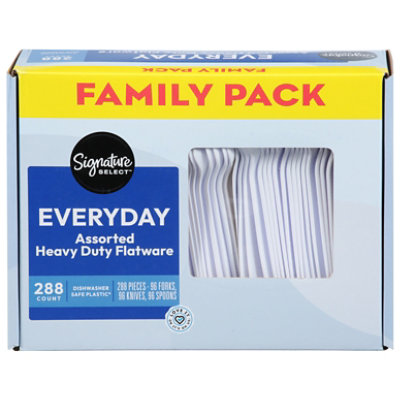 Signature SELECT Flatware Everyday Assorted Heavy Duty Forks Knives & Spoons - 288 Count - Image 1