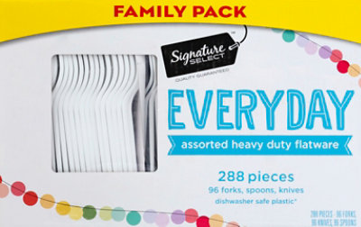 Signature SELECT Flatware Everyday Assorted Heavy Duty Forks Knives & Spoons - 288 Count - Image 2