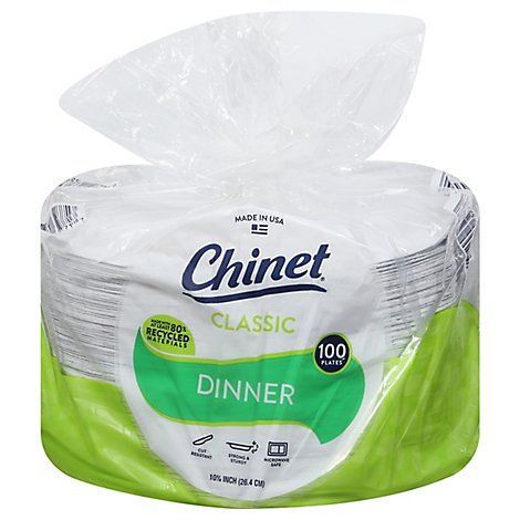Chinet Dinner Plates 10 3/8 Inch Classic White - 100 Count