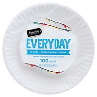 Signature SELECT Plates Paper Everyday Coated 9 Inch White - 100 Count - Image 1