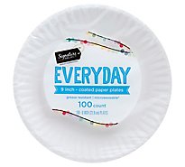 Signature SELECT Plates Paper Everyday Coated 9 Inch White - 100 Count