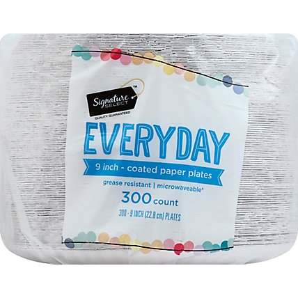Signature SELECT Plates Paper Everyday Coated 9 Inch White - 300 Count - Image 2