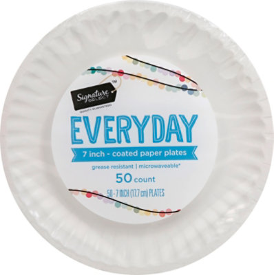 Signature SELECT Everyday Coated 7 Inch White Paper Plates - 50 Count - Image 2