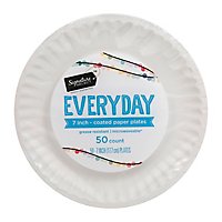 Signature SELECT Plates Paper Everyday Coated 7 Inch White - 50 Count - Image 1